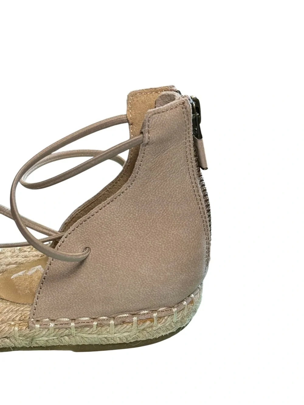 Eileen Fisher Lace-Up Espadrille Flats Taupe Leather 8.5